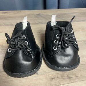 Build a Bear Workshop BABW Boots Faux Leather Lace Up Black Combat Shoes